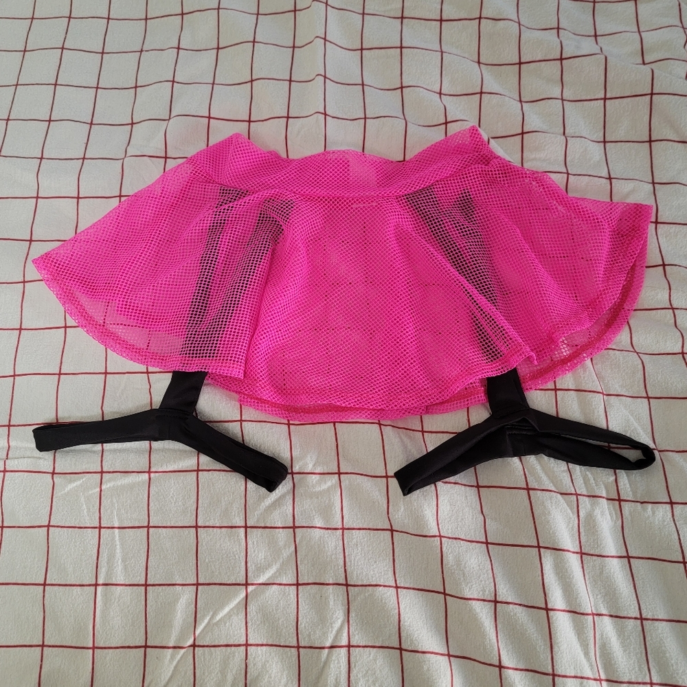 Pink mini skirt with garters